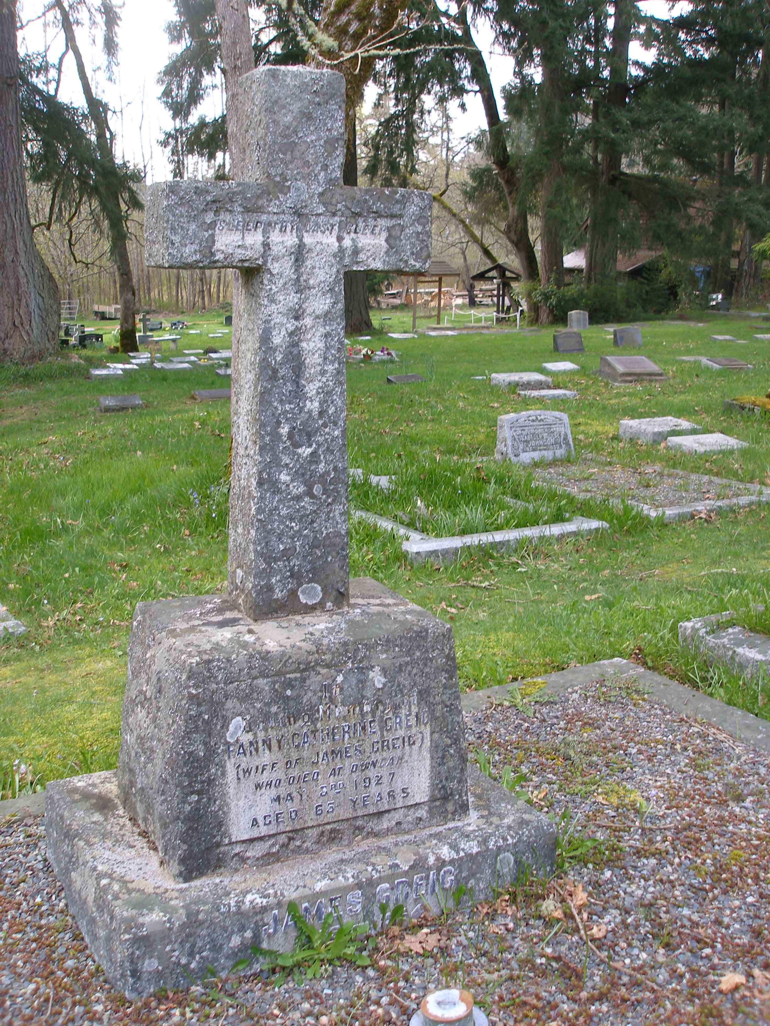 James and Fanny Grieg gravesite, Saint Peter's Quamichan